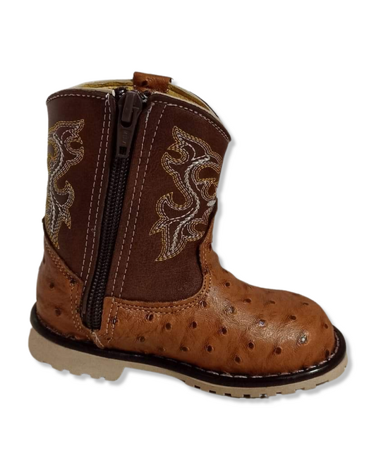 Botita vaquera para niñitos tipo avestruz en color chedron