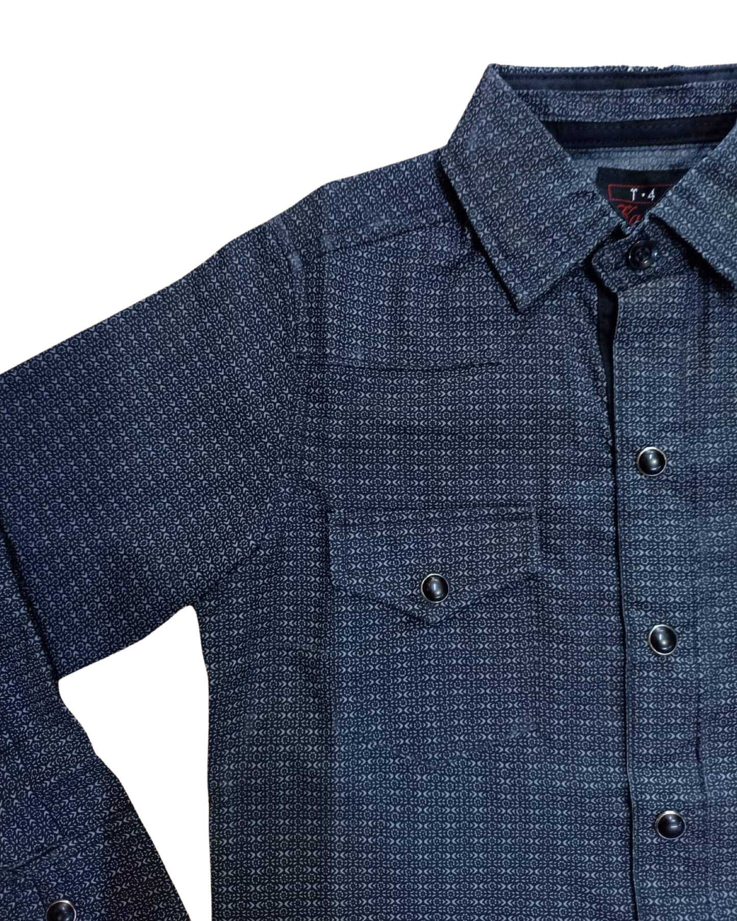camisa vaquera para niños (as) estampada oscura