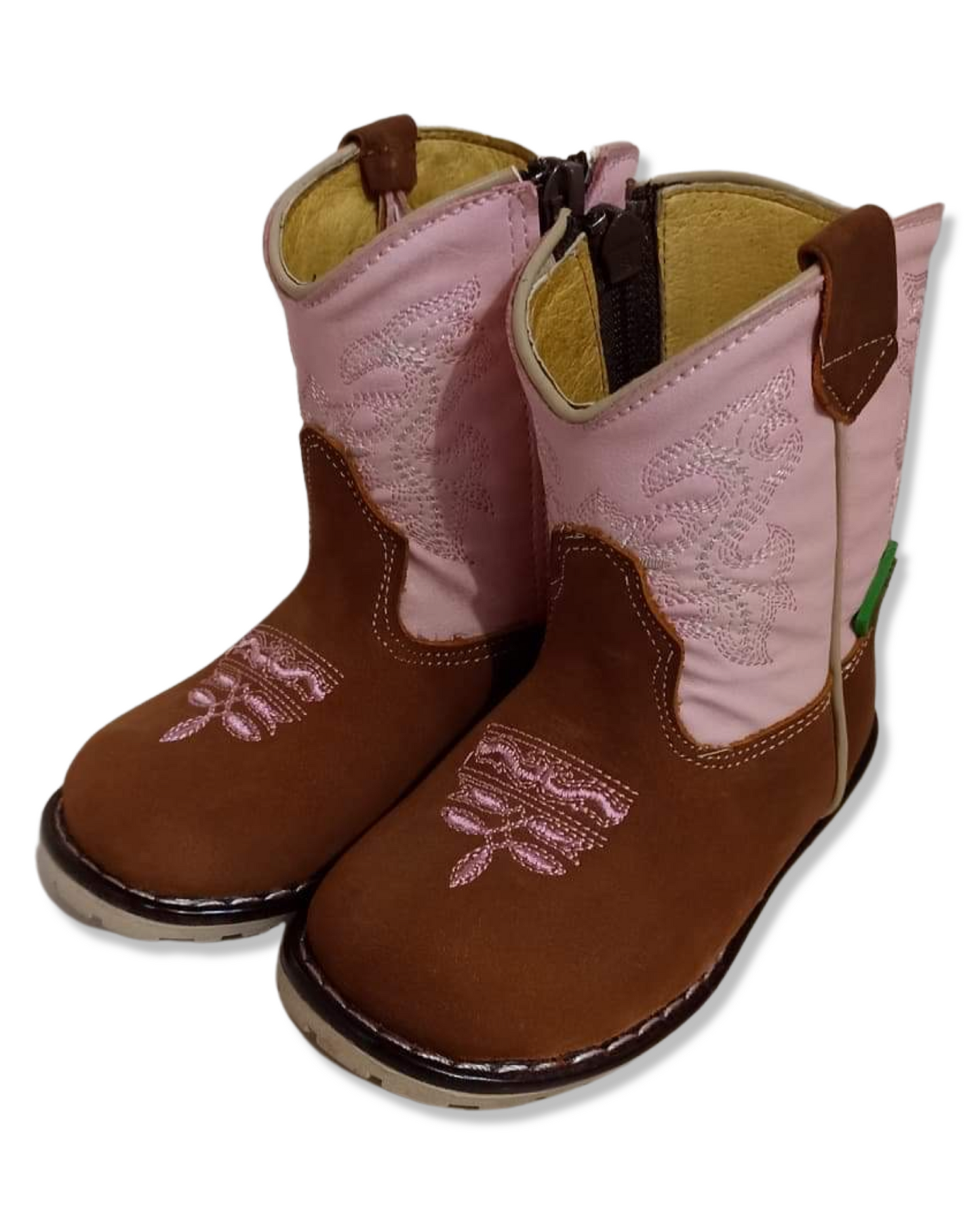 Botita vaquera para niñitas en color tang con tubo rosa