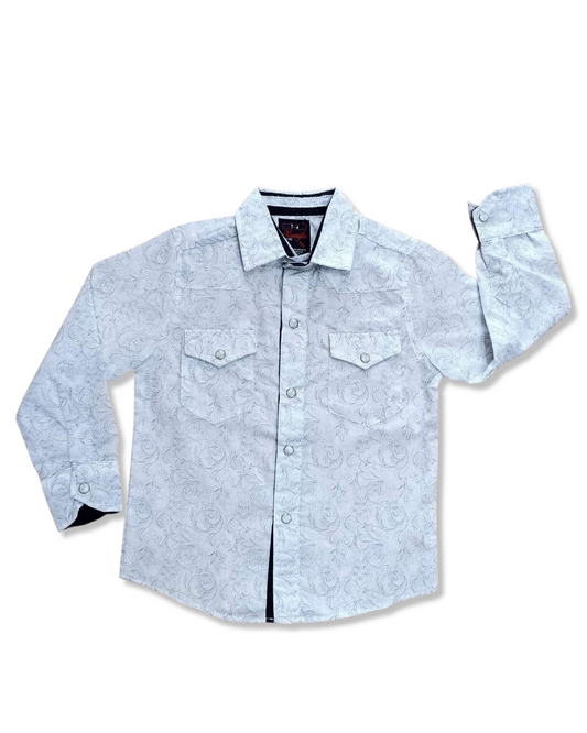 camisa vaquera para niños (as) blanca con estampado