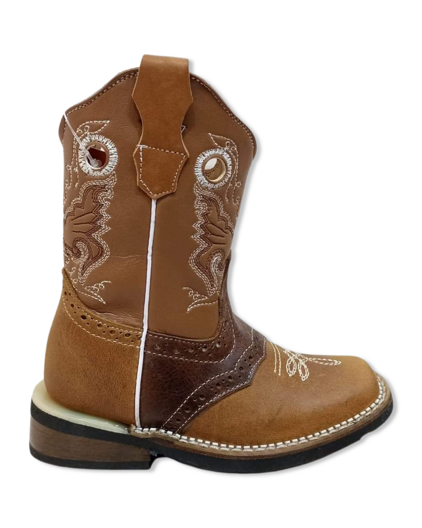 Botas vaqueras para niños color miel pull up