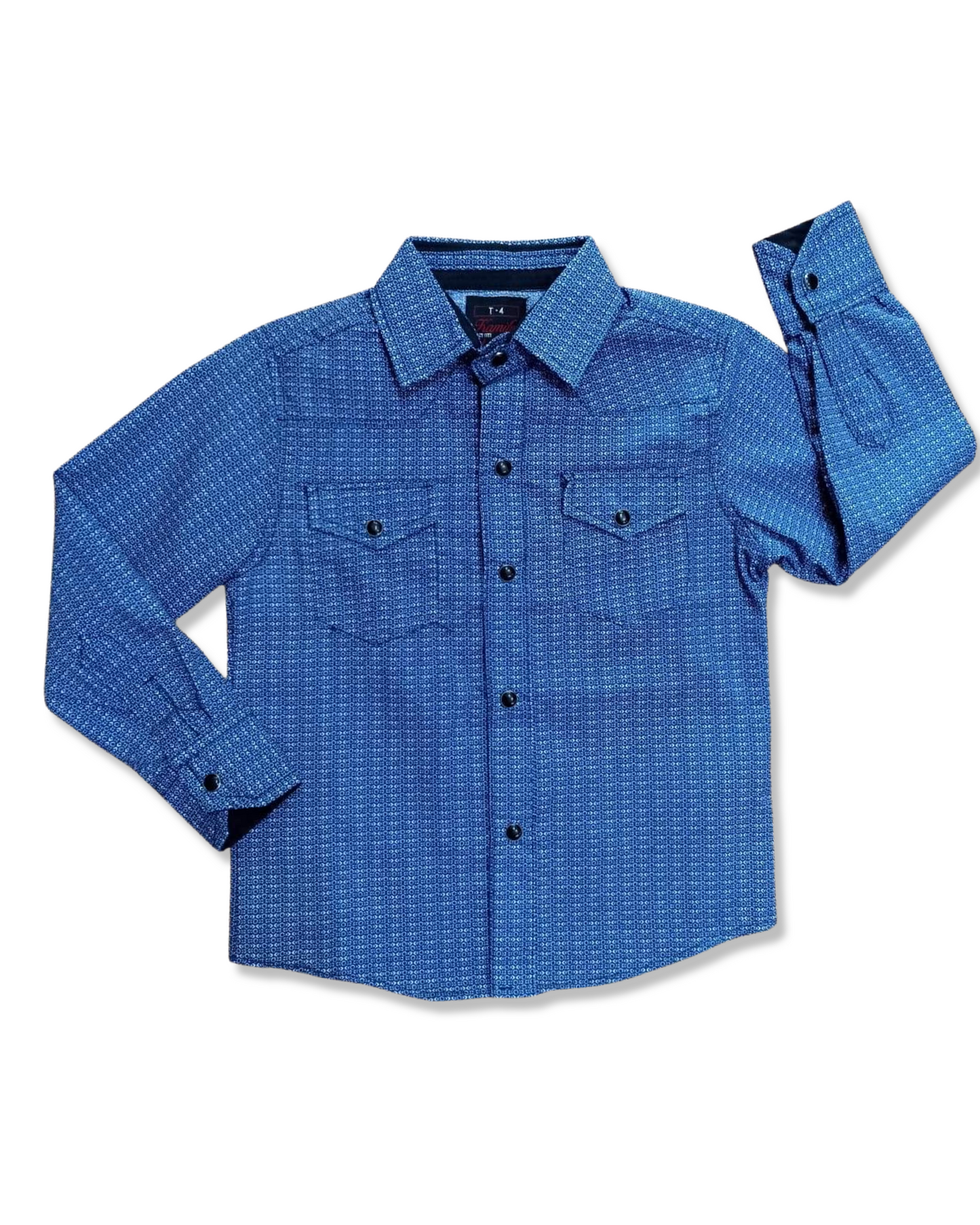 camisa vaquera para niños (as) blanco con azul