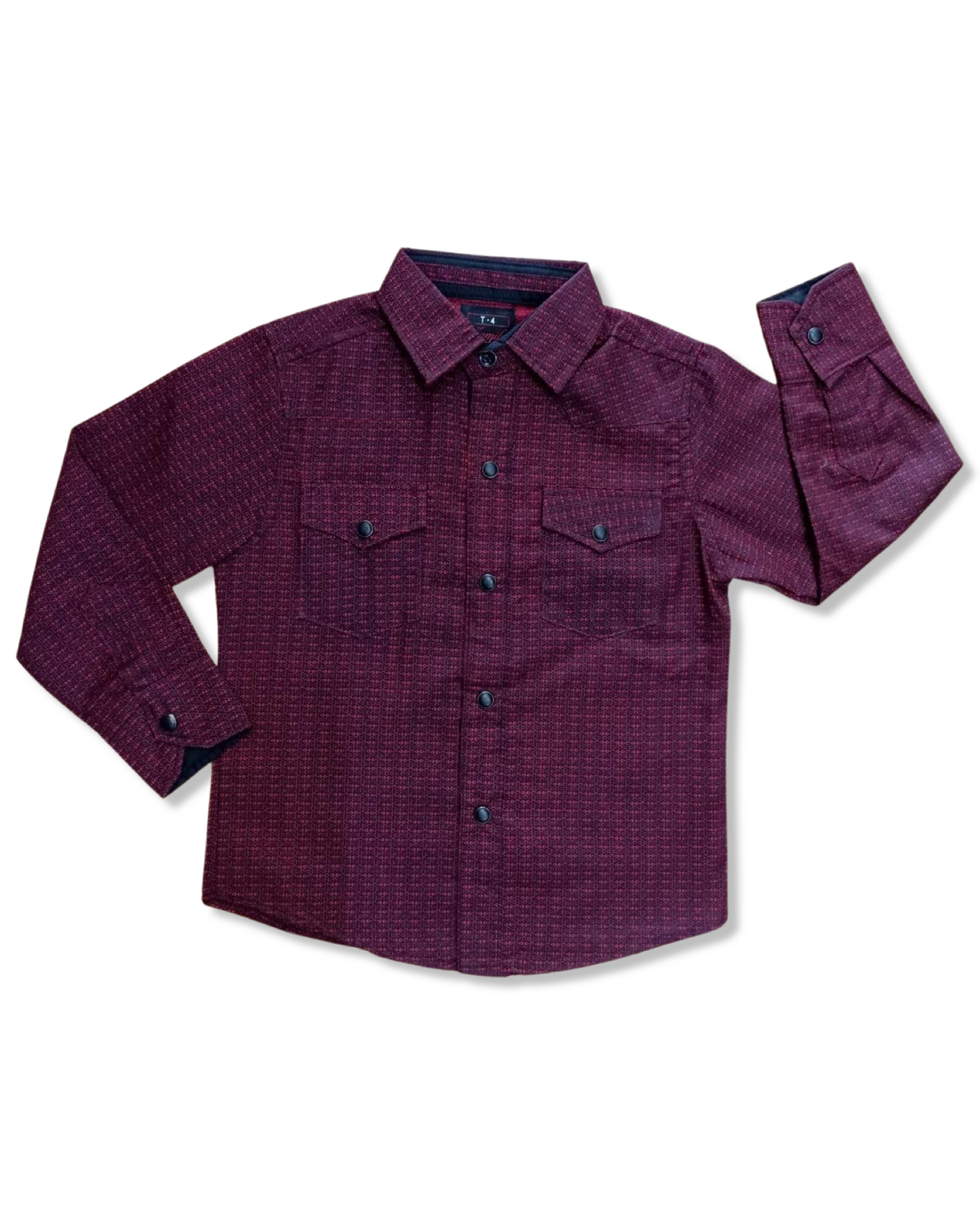 camisa vaquera para niños (as) estampada en guinda