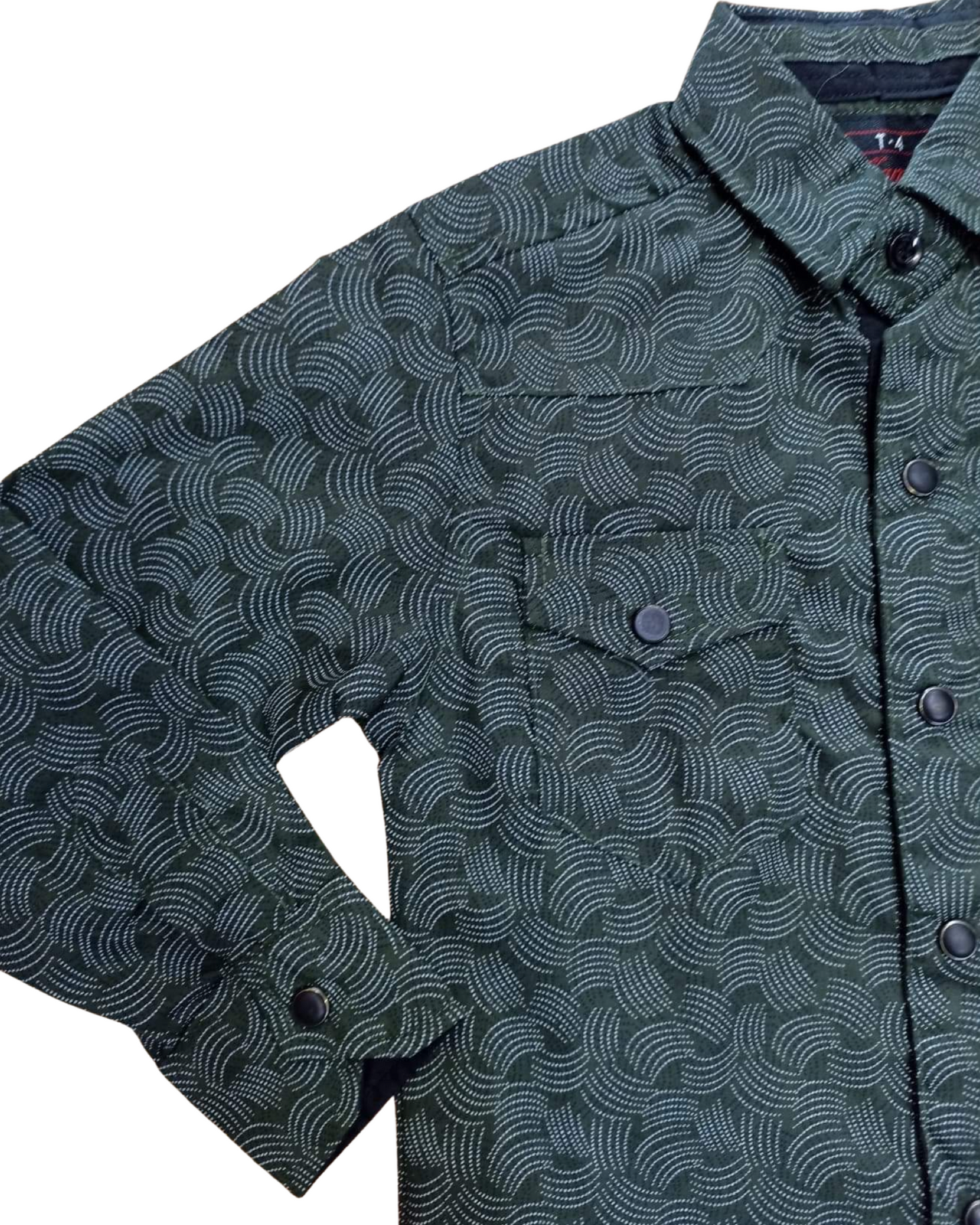 camisa vaquera para niños (as) verde esmeralda con estampado