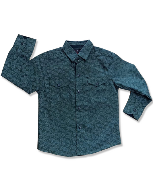 camisa vaquera para niños (as) verde esmeralda con estampado