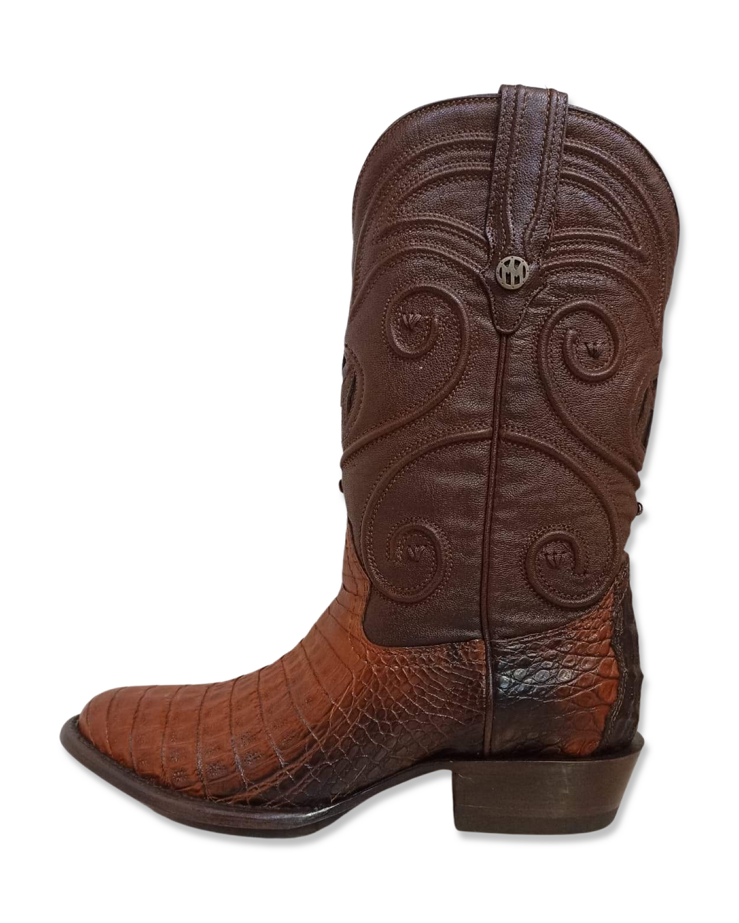 bota montana piel exotica (cocodrilo cognac)