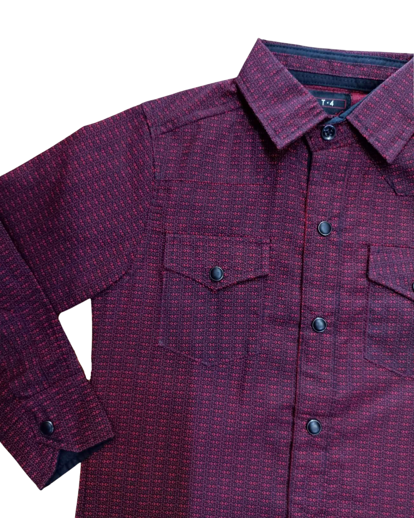 camisa vaquera para niños (as) estampada en guinda