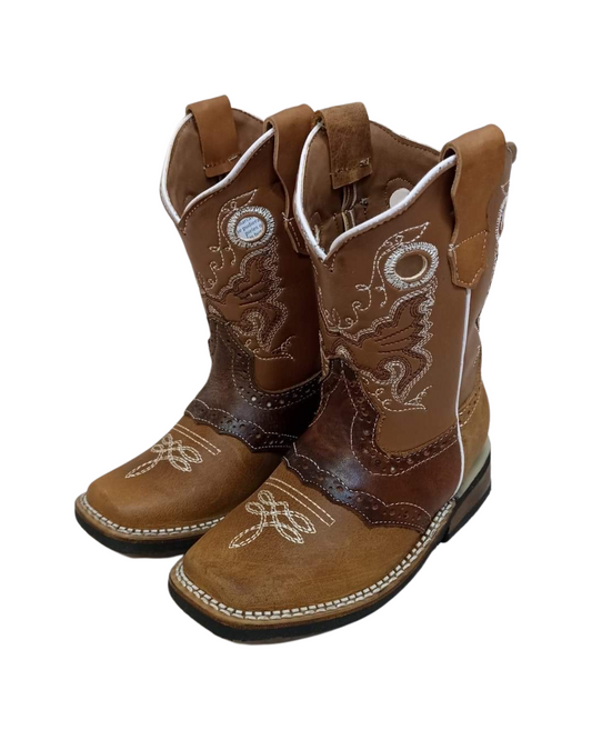 Botas vaqueras para niños color miel pull up