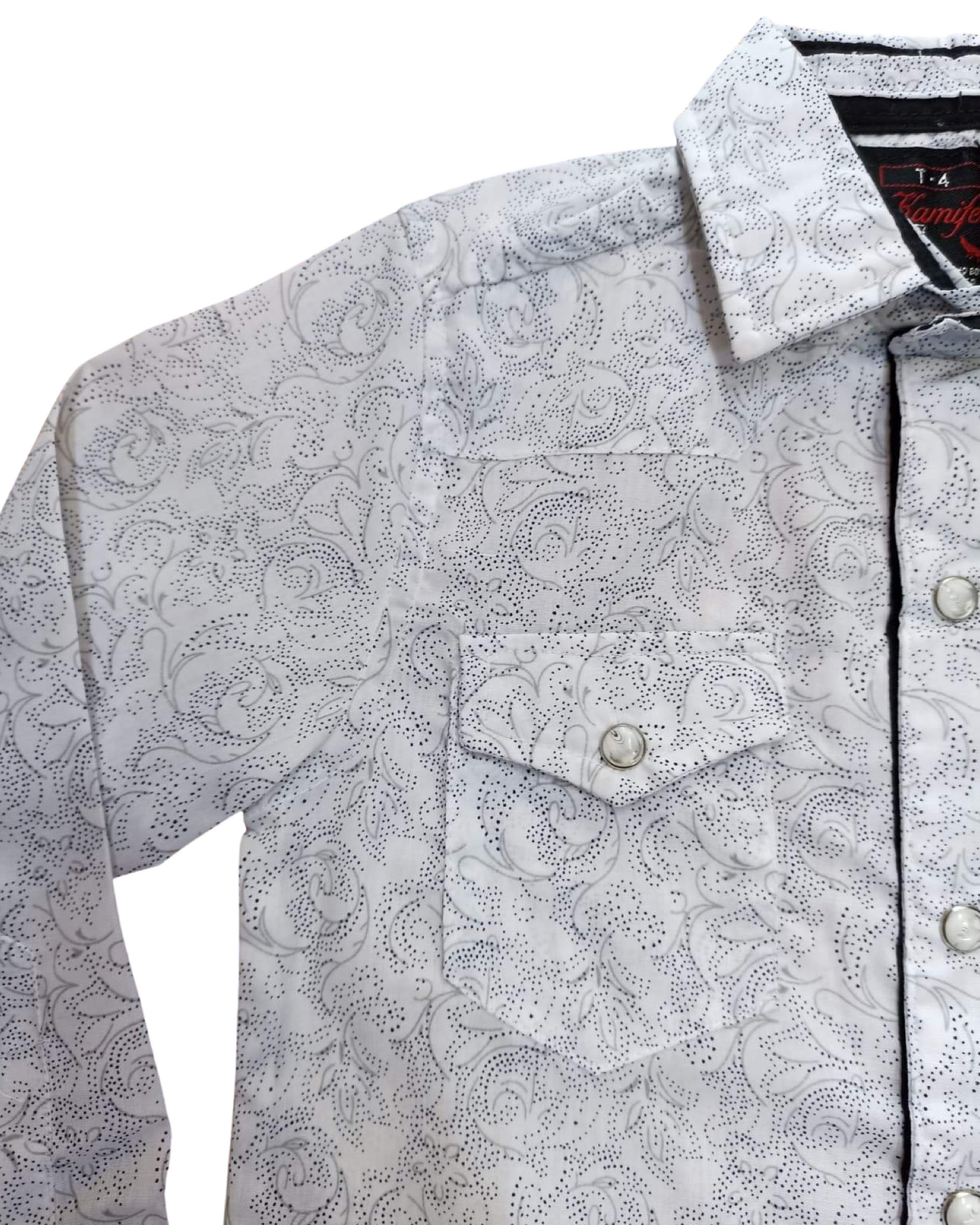 camisa vaquera para niños (as) blanca con estampado