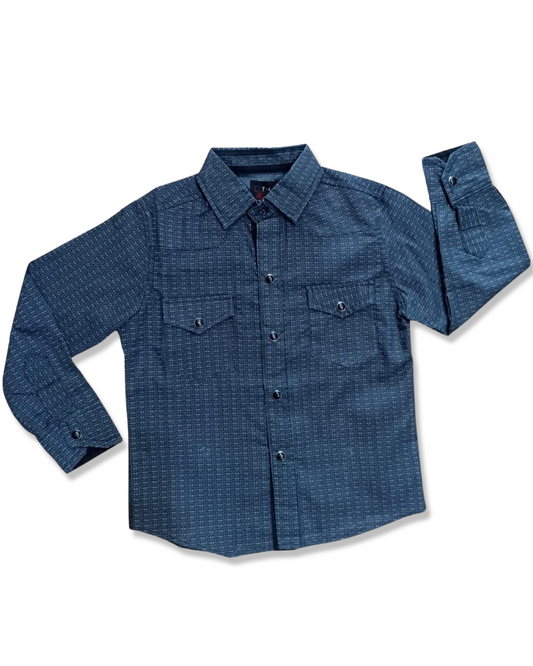 camisa vaquera para niños (as) estampada oscura