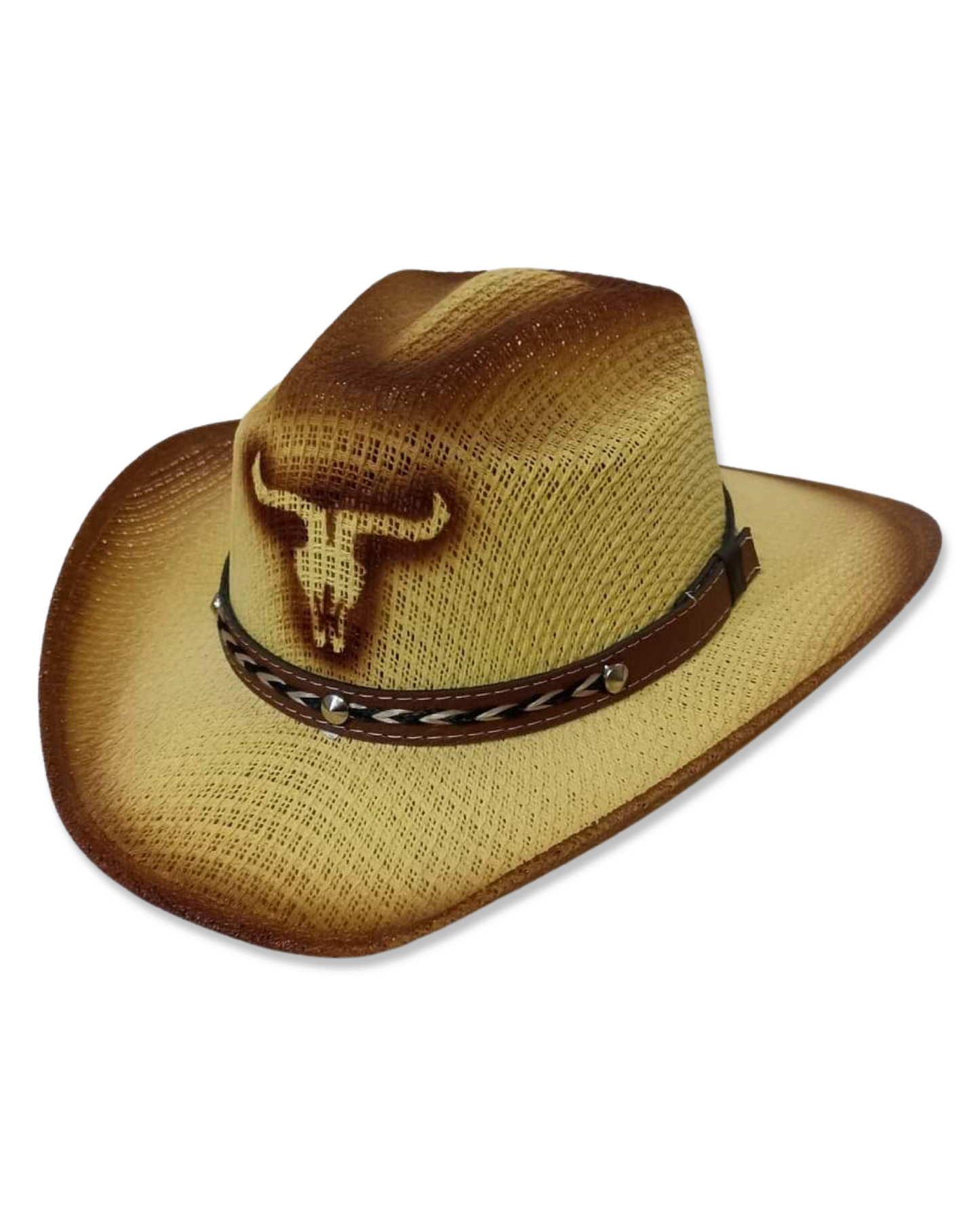 Sombrero para niños con toro en color paja