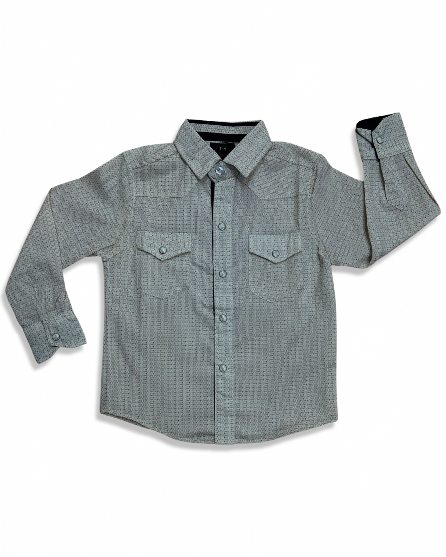 camisa vaquera para niños (as) beige con bolitos