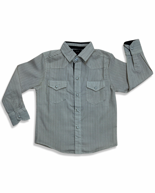 camisa vaquera para niños (as) beige con bolitos