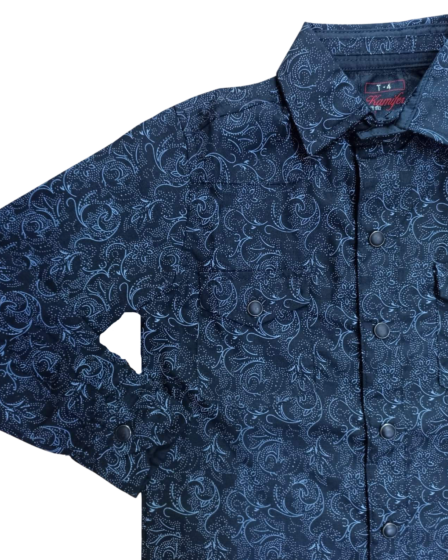 camisa vaquera para niños (as) azul con estampado