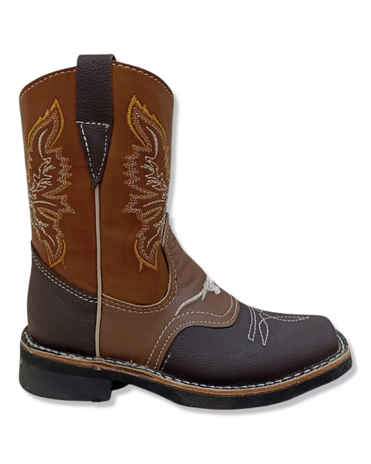 Botas vaqueras para niños color choco con antifaz color cafe