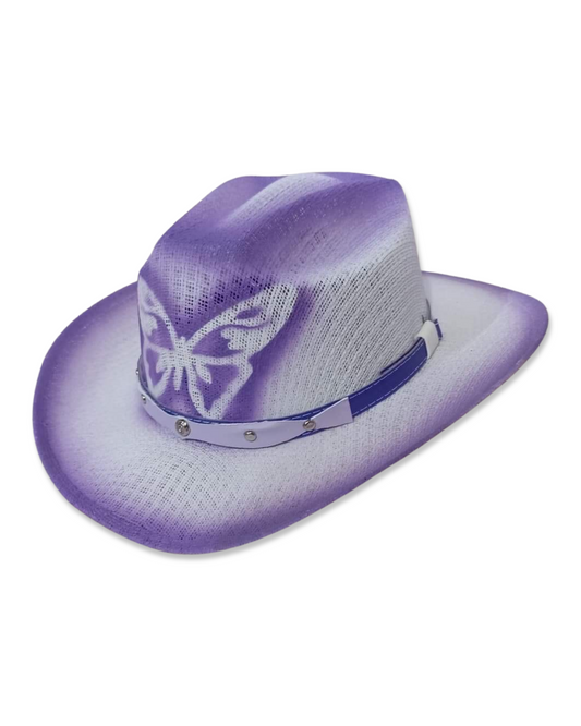 Sombrero para niñas con mariposa en color lila