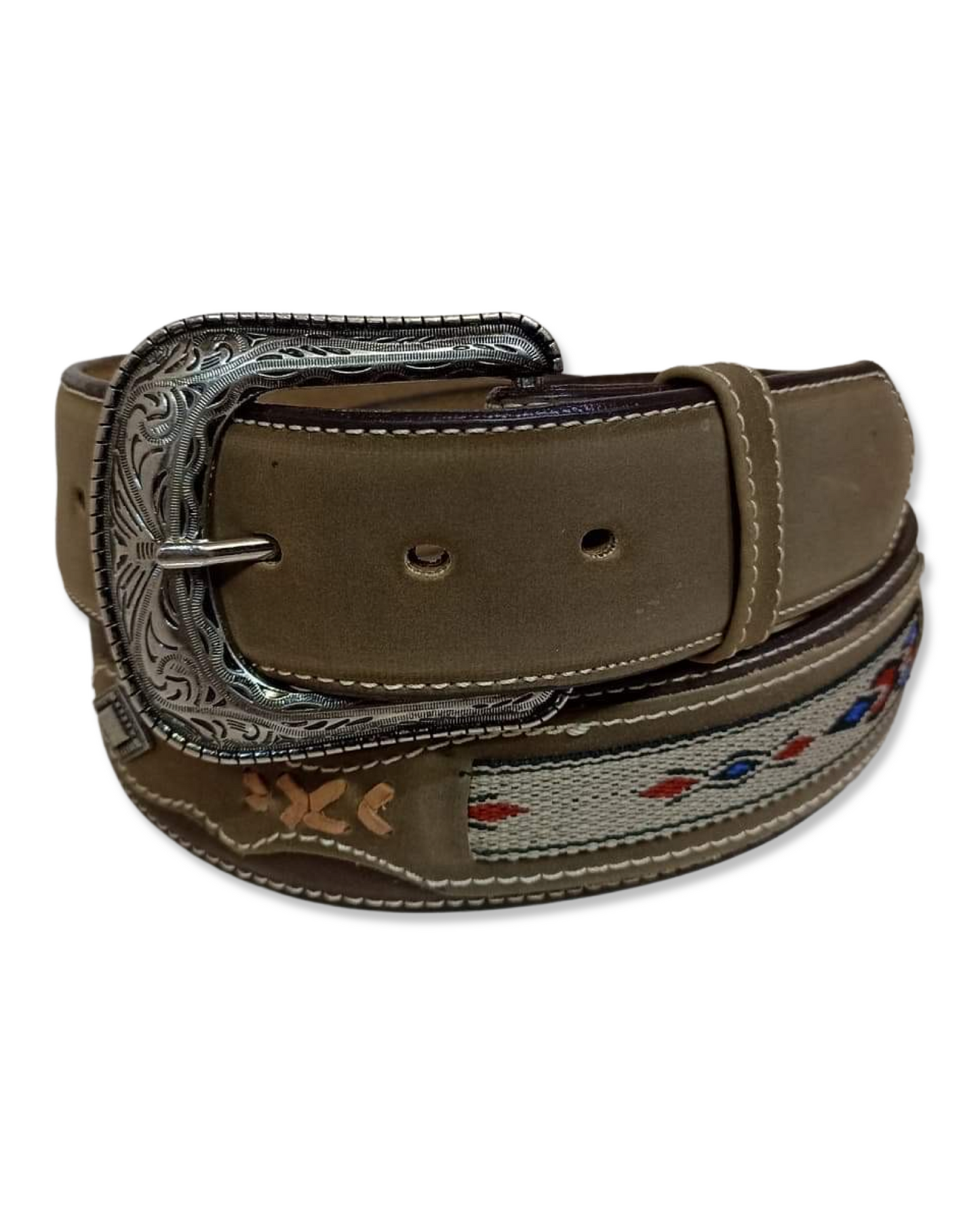 Cinto para caballero en color tabaco decorado