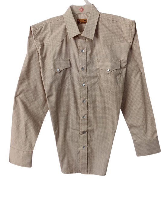 Camisa vaquera beige cuadro chico